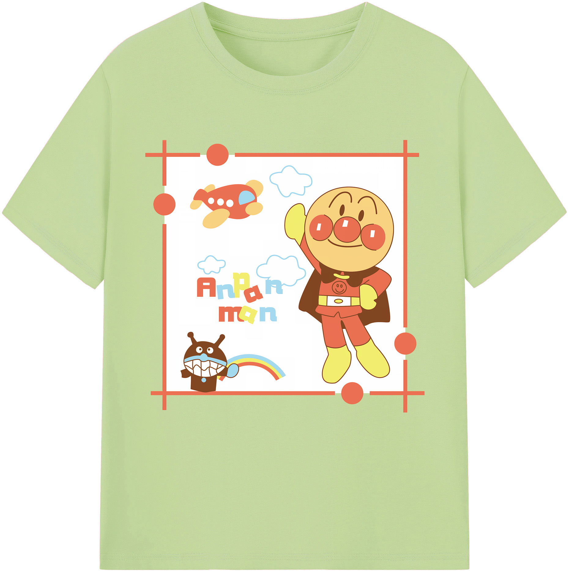 （画像用） アンパンマン Anpanman 綿100％半袖Tシャツ（フロントプリント）